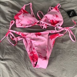 Zaful Pink Tie Dye String Bikini NWT